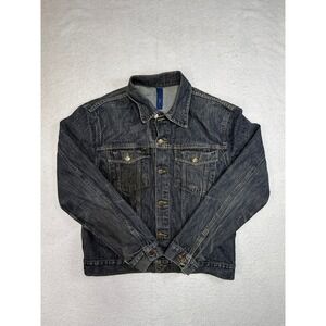 HM Divided Mens Denim Trucker Jacket Dark Wash Black Cotton XL Classic Casual